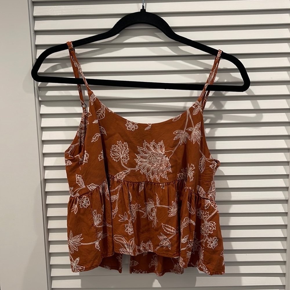 Burnt orange cropper flowy tank top